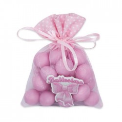 SACCHETTINI IN TULLE BATTESIMO ROSA cm 8x8 12pz