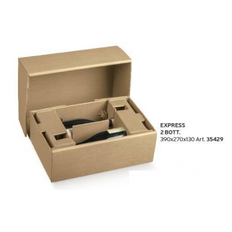 SCATOLA EXPRESS 2 BOTTIGLIE 39x27x13cm AVANA LISCIA