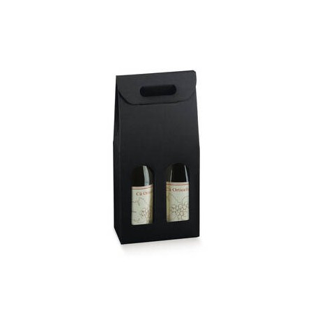 SCATOLA 2 BOTTIGLIE 18x9x38,5 KRAFT NERO