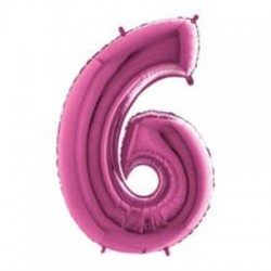 PALLONE NUMERO 6 MYLAR 102cm 40 FUCSIA