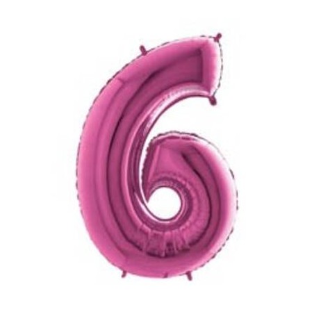 PALLONE NUMERO 6 MYLAR 102cm 40 FUCSIA