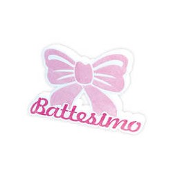 SCRITTA IN POLISTIROLO BATTESIMO ROSA FIOCCO 36x23x5cm