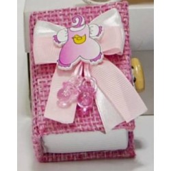 SCATOLETTA LIBRO C/VESTITINO ROSA H8cm