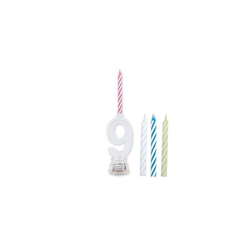 CANDELINA NUMERO PLASTICA C/LED COLOR N°9
