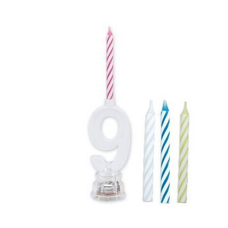 CANDELINA NUMERO PLASTICA C/LED COLOR N°9