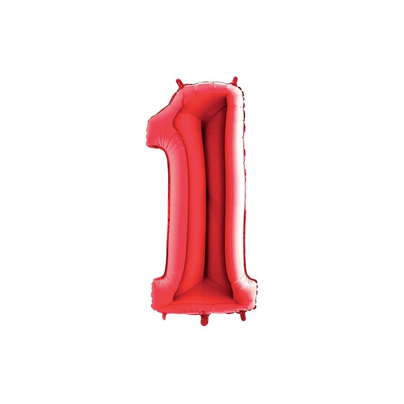 PALLONE NUMERO 1 MYLAR 102cm 40 ROSSO