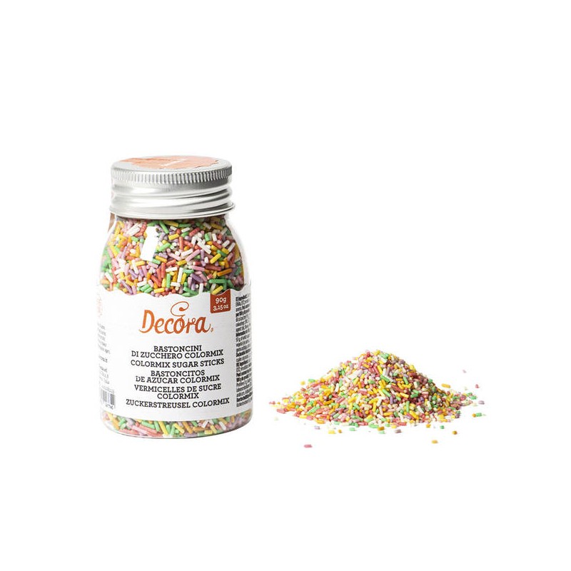 BASTONCINI DI ZUCCHERO IN BARATTOLO 90gr COLORMIX
