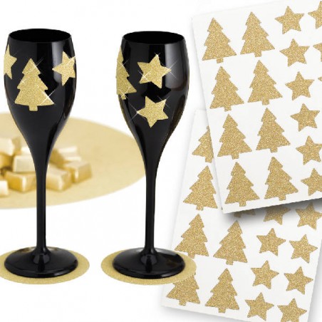 ADESIVI STELLE/ALBERO GLITTER ORO 3cm BLISTER