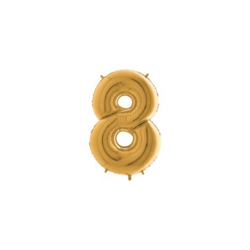 PALLONE NUMERO 8 MYLAR 102cm 40 ORO