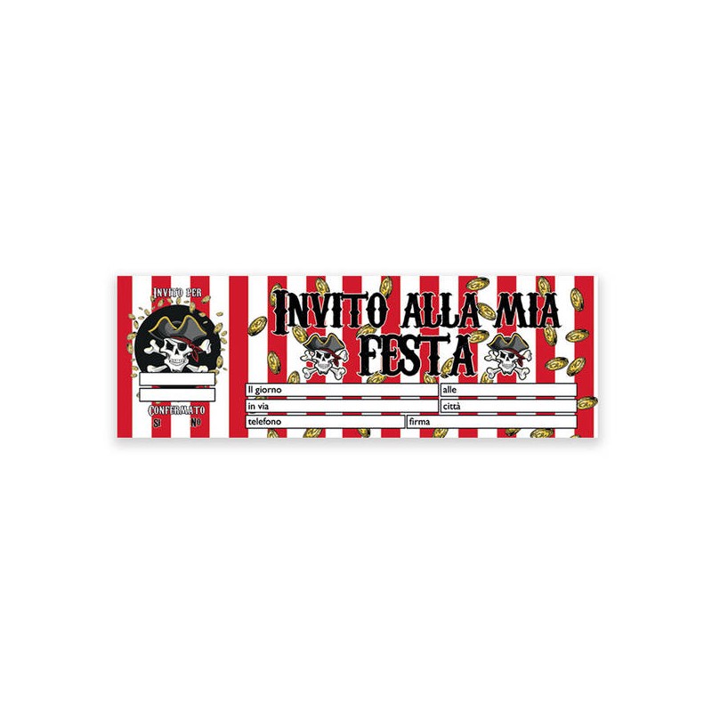 BLOCCHETTO INVITI PIRATES 21X7cm 20pz