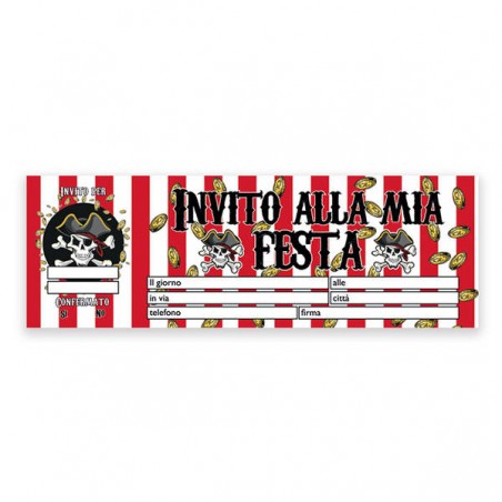 BLOCCHETTO INVITI PIRATES 21X7cm 20pz