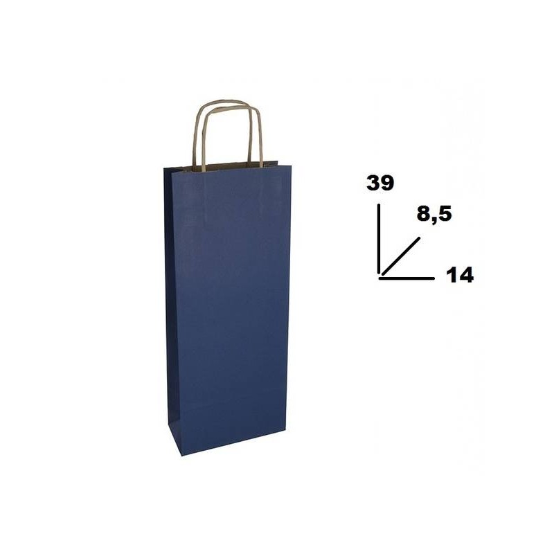 BORSA CARTA COLOR BOTTIGLIA MIS.14+8,5x39cm BLU 561