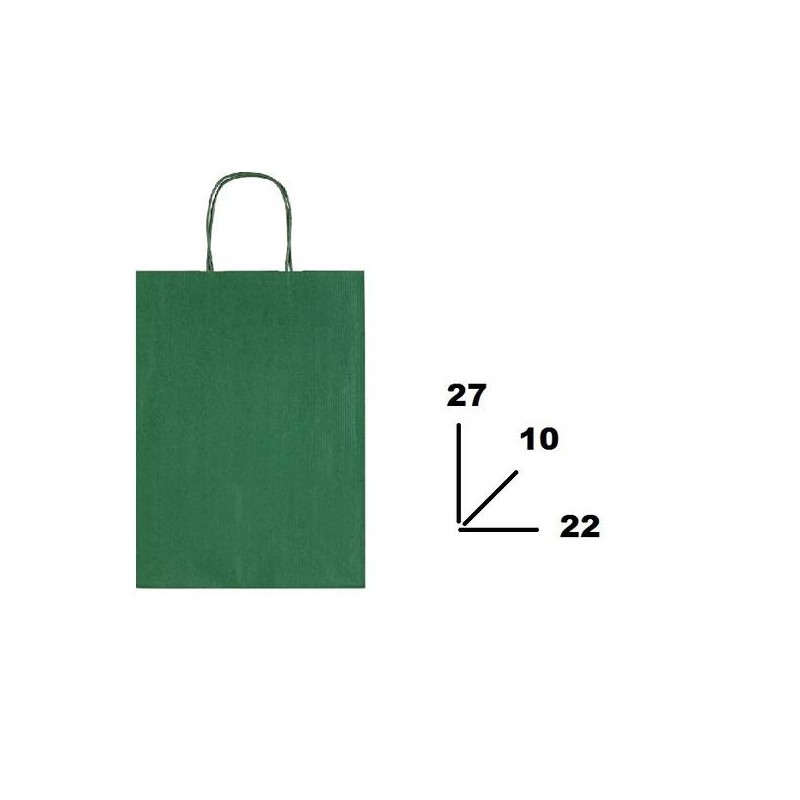 BORSA CARTA COLOR MIS.22+10x27cm VERDE SCURO 560