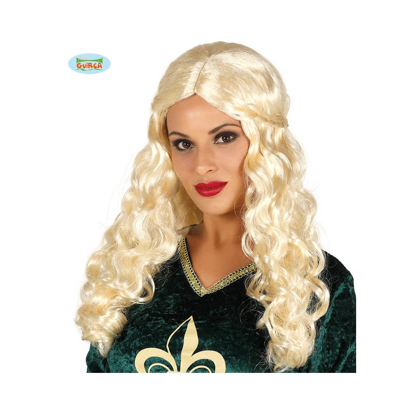 PARRUCCA CAPELLI BIONDI RICCI CON TRECCIA