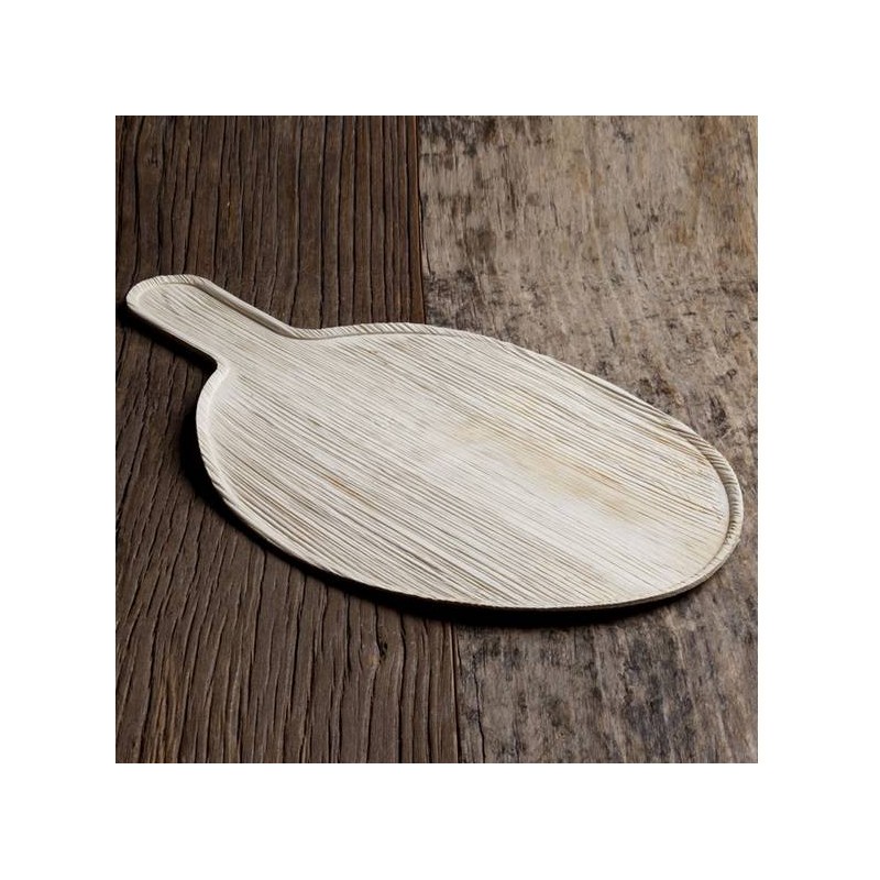 VASSOIO FOGLIA PALMA CON MANICO 26,5x20cm 25pz BIO COMPOSTABILE