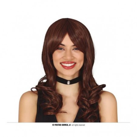 PARRUCCA CAPELLI CASTANI LUNGHI CON FRANGIA