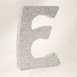 LETTERA POLISTIROLO GLITTER ARGENTO mm120x90 E