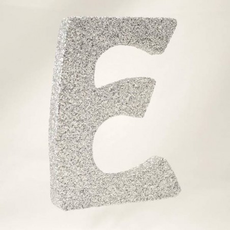 LETTERA POLISTIROLO GLITTER ARGENTO mm120x90 E
