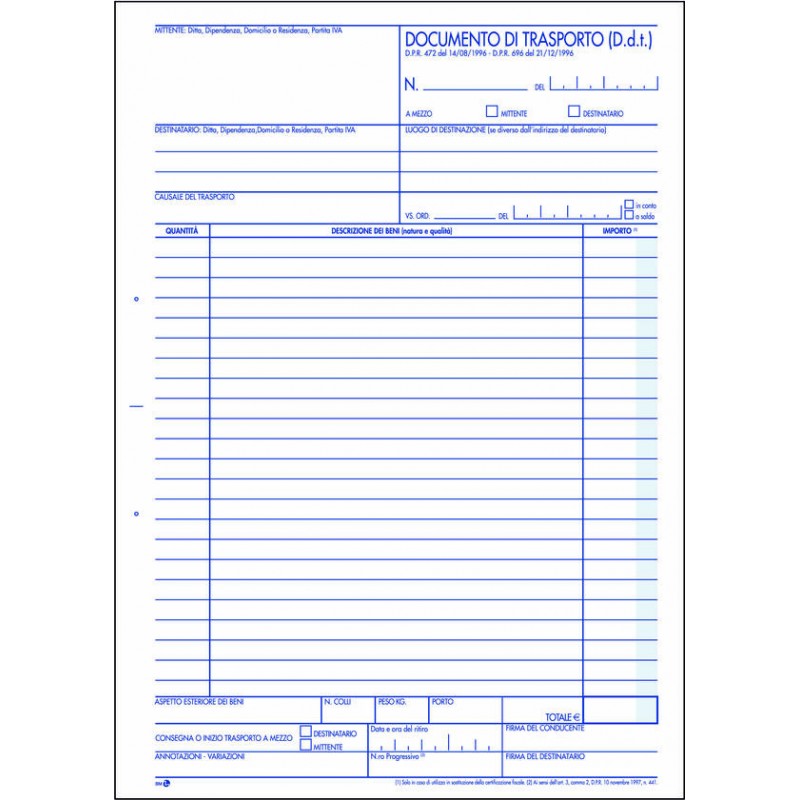 DOCUMENTO DI TRASPORTO A4 2 COPIE 50fg 271.2 BM