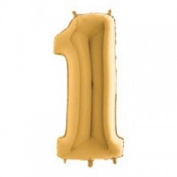 PALLONE NUMERO 1 MYLAR 102cm 40 ORO