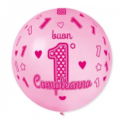 PALLONE LATTICE ALL AROUND ø80cm 1° COMPLEANNO ROSA