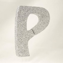 LETTERA POLISTIROLO GLITTER ARGENTO mm120x90 P