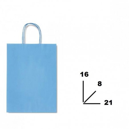BORSA CARTA COLOR MIS.16+8x21cm AZZURRO 744