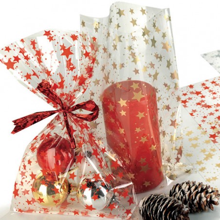 BUSTE CRYSTAL TRASPARENTE STARRY ROSSO 25x40cm 50pz