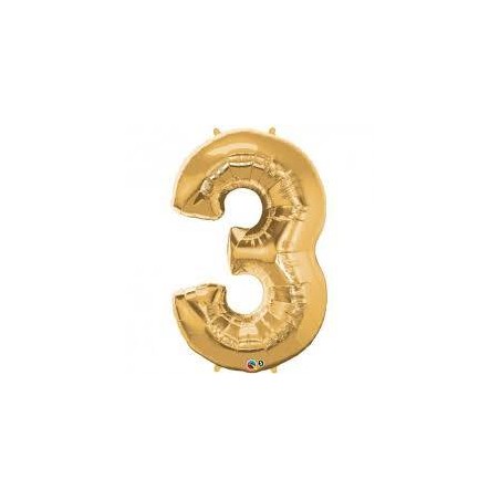 PALLONE NUMERO 3 MYLAR 66cm 26 ORO