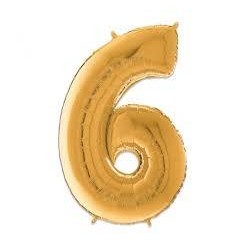 PALLONE NUMERO 6 MYLAR 66cm 26 ORO