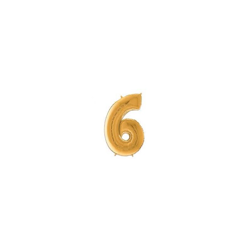 PALLONE NUMERO 6 MYLAR 66cm 26 ORO