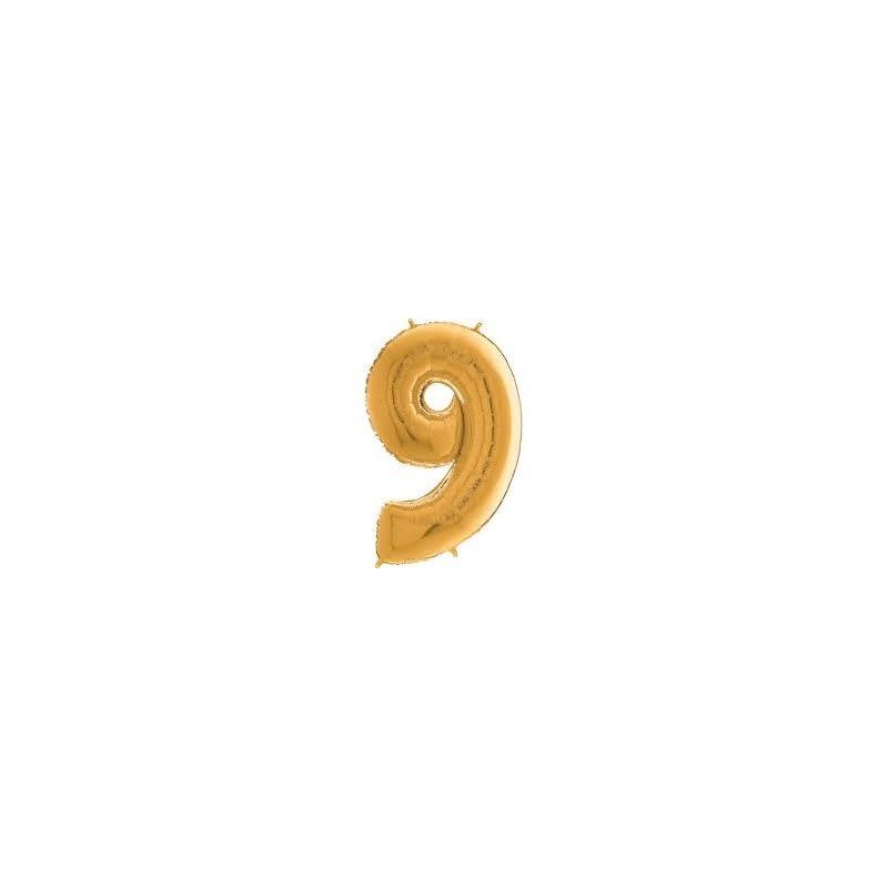 PALLONE NUMERO 9 MYLAR 66cm 26 ORO
