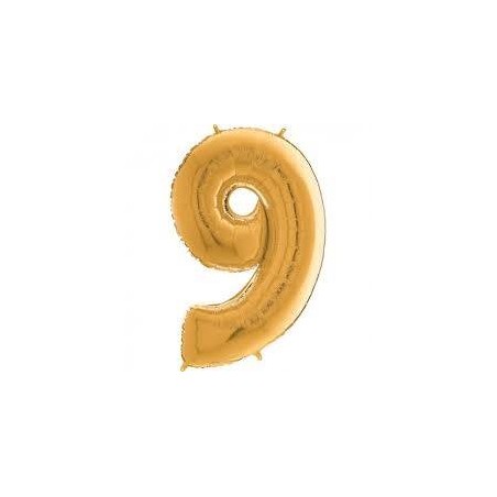 PALLONE NUMERO 9 MYLAR 66cm 26 ORO