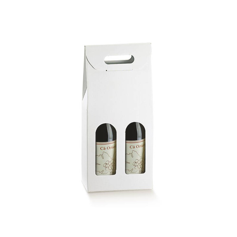 SCATOLA 2 BOTTIGLIE C/MAN. E FIN. 18x9x38,5cm BIANCO ECO