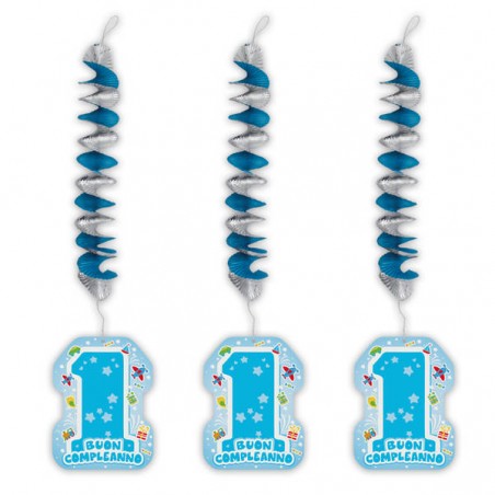 FESTONE PENDENTI 20x80cm 3pz ONE LIGHT BLUE