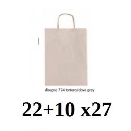 BORSA CARTA COLOR MIS.22+10x27cm TORTORA 724