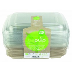 VASCHETTA POLPA RETAIL RETTANGOLARE + COP 600ml BIO COMPOSTABILE 15pz