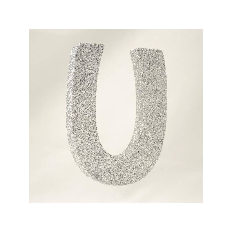 LETTERA POLISTIROLO GLITTER ARGENTO mm120x90 U