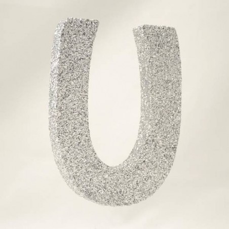 LETTERA POLISTIROLO GLITTER ARGENTO mm120x90 U