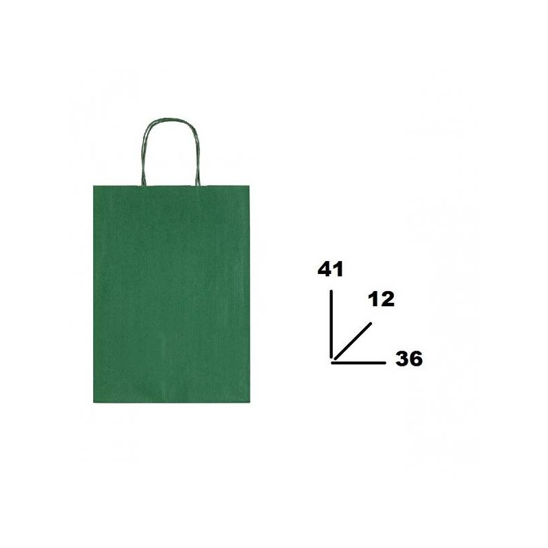 BORSA CARTA COLOR MIS.36+12x41cm VERDE SCURO 560