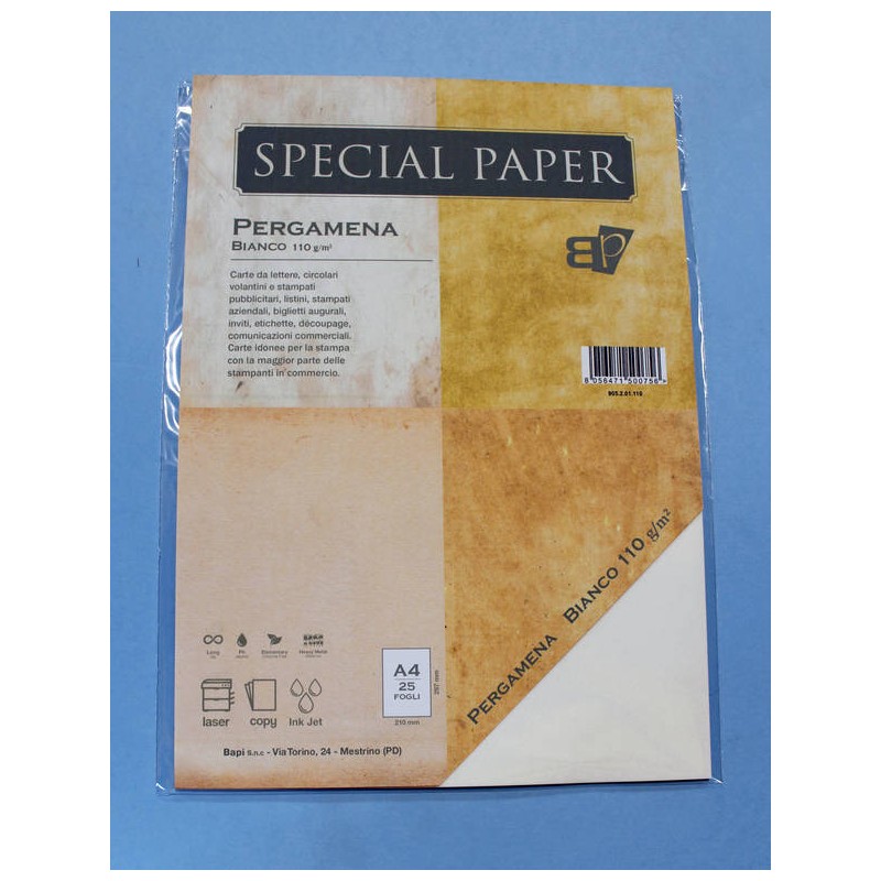 CARTA A4 21x29,7 PERGAMENA BIANCO gr.110 25fg