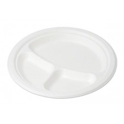 PIATTI PIANI POLPA 3 SCOMPARTI ø26 BIODEGRADABILI 50pz BYò