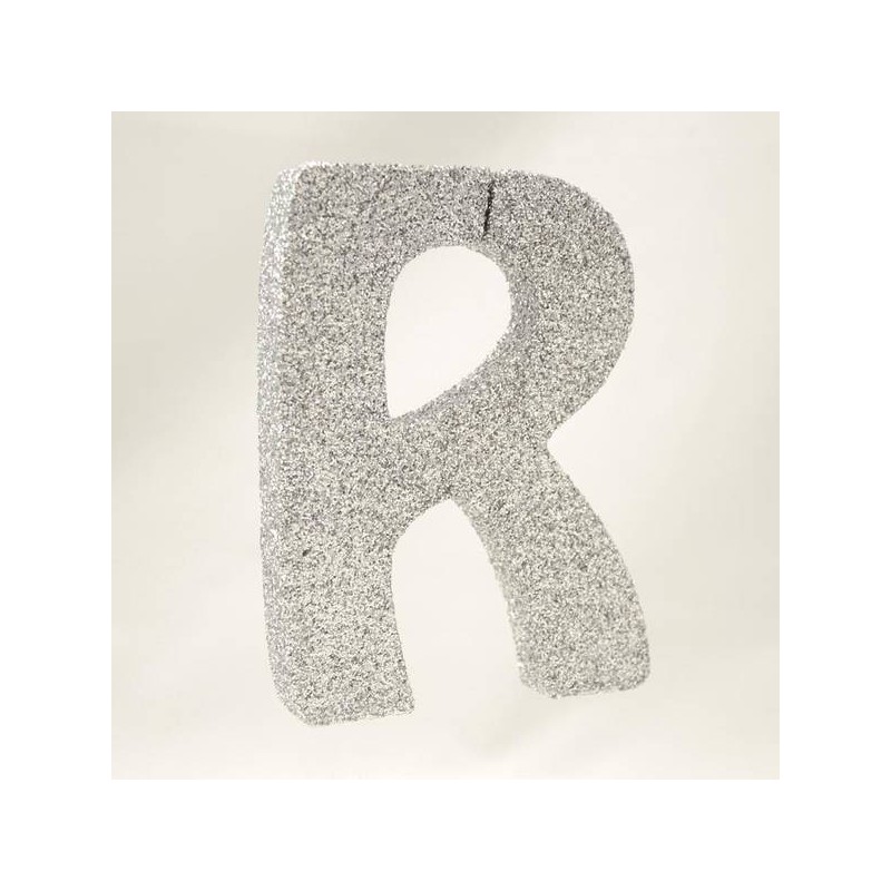 LETTERA POLISTIROLO GLITTER ARGENTO mm120x90 R