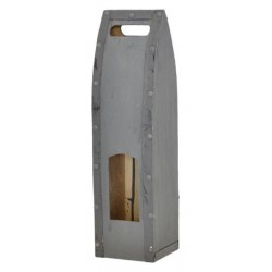 CASSETTA 1 BOTTIGLIA LEGNO PIRAMIDE GRIGIO CASL1207