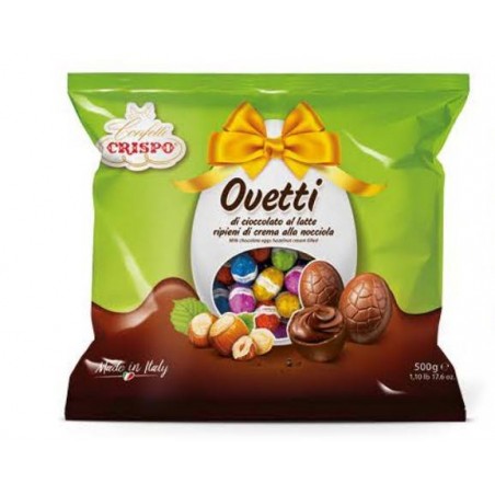 OVETTI CIOCCOLATO LATTE/CREMA NOCCIOLA RIPIENI BUSTA 500gr CRISPO
