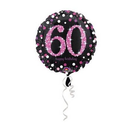 PALLONE MYLAR 60 ANNI PINK CELEBRATION 45cm