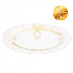 VASSOIO TRASPARENTE CHRISTMAS GOLD OVALE 40x25cm