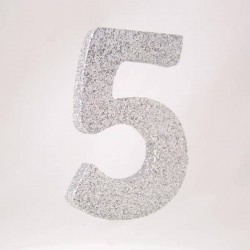 NUMERO POLISTIROLO GLITTER mm120x90 5 ARGENTO