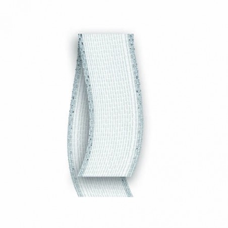 RONDELLA NASTRO 200 mm40x15mt BIANCO BORDO ARGENTO 04