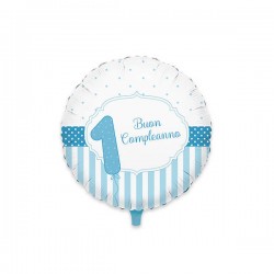 PALLONE MYLAR 45cm PRIMO COMPLEANNO CELESTE